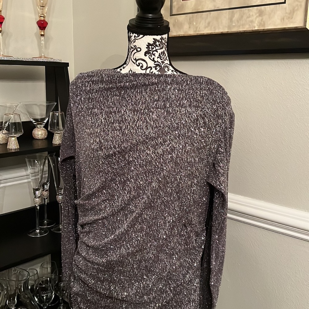 NWT Betsy & Adam grey sparkly formal dress/gown - Picture 2 of 8